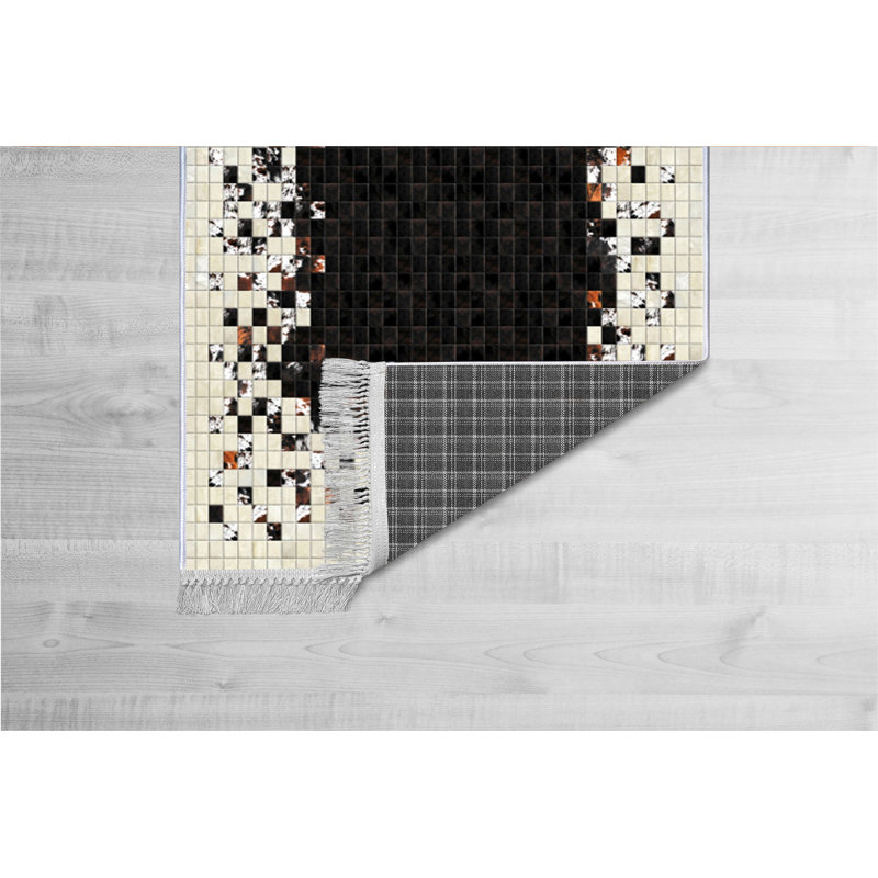 Tapis à carreaux noir / jaune Farmington, Rectangle 5 pi 11 po x 9 pi 2 po