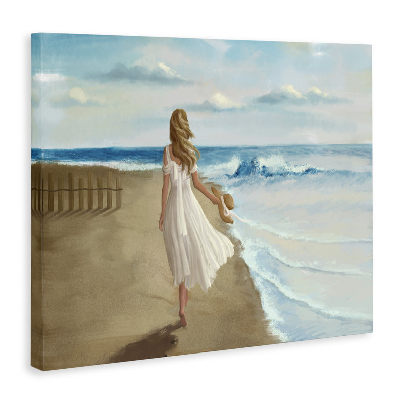 «Walk on the Beach Blue Ocean» par Ziwei Li - reproduction d'art, H 30 po x l 40 po