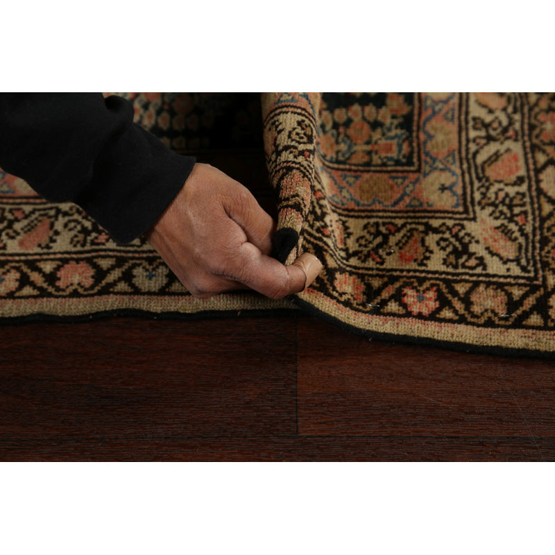 Tapis unique gris anthracite en laine noué à la main 3 pi 1 po x 4 pi 11 po Senneh