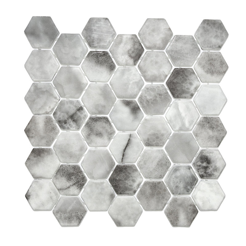 Eterna Hexx 12'' x 12'' Recycled Glass Mosaic, Hermes