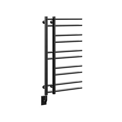 19.5"x37" Ortona Modern Electric Hardwired Towel Warmer - Matte Black, Fluid Filled, Unique Design, Includes Programmable Smart Switch, Lifetime Warranty