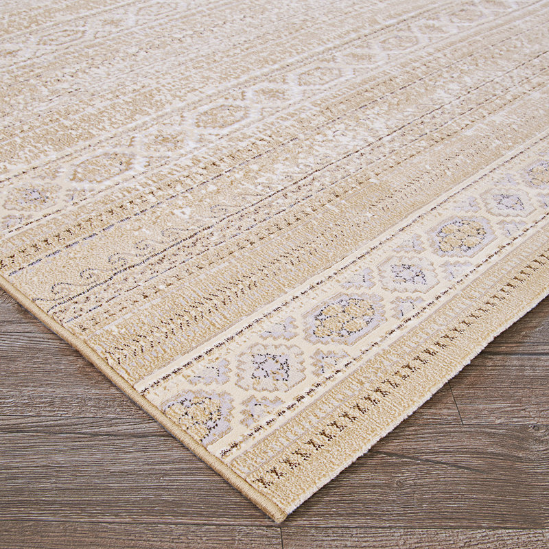 Honaker Striped Beige/Tan/Brown Area Rug, Rectangle 3'11" x 5'6"
