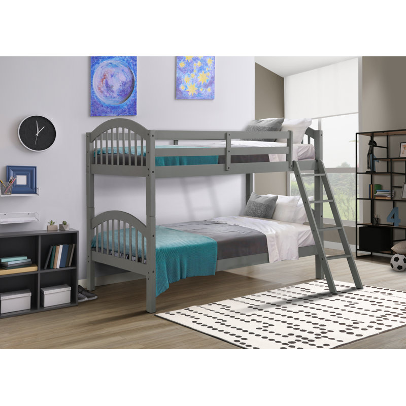 Swen Kids Twin Over Twin Bunk Bed, Gray Stain
