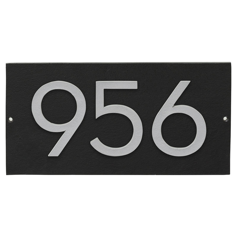 Plaque d’adresse murale flottante linéaire, Noir, Oui, Argent