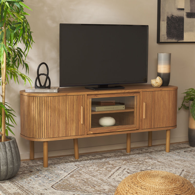 Meuble télé pour téléviseur de 55 po ou moins Caseylynn, Chêne