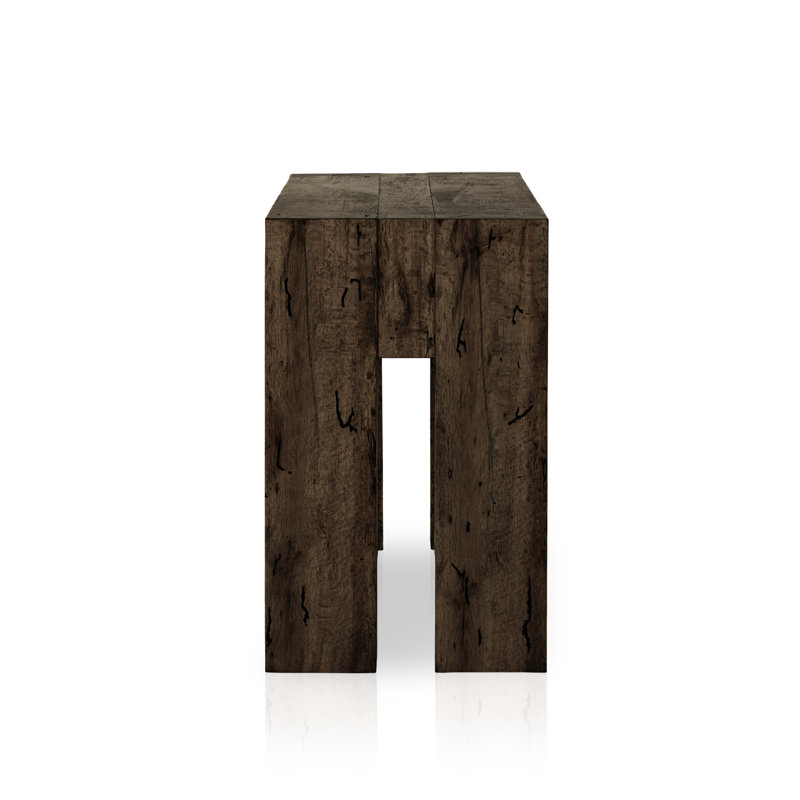 Abaso Console Table, 33" H x 86" W x 20.25" D, Ebony Rustic Wormwood Oak