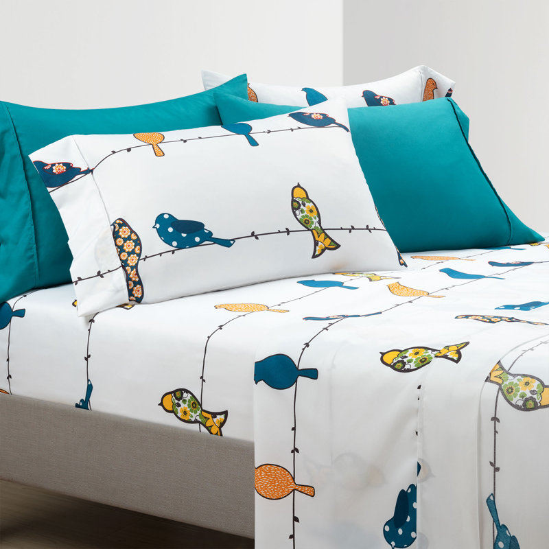Rowley Birds Soft Sheet Set Multi 6Pc Full, Queen