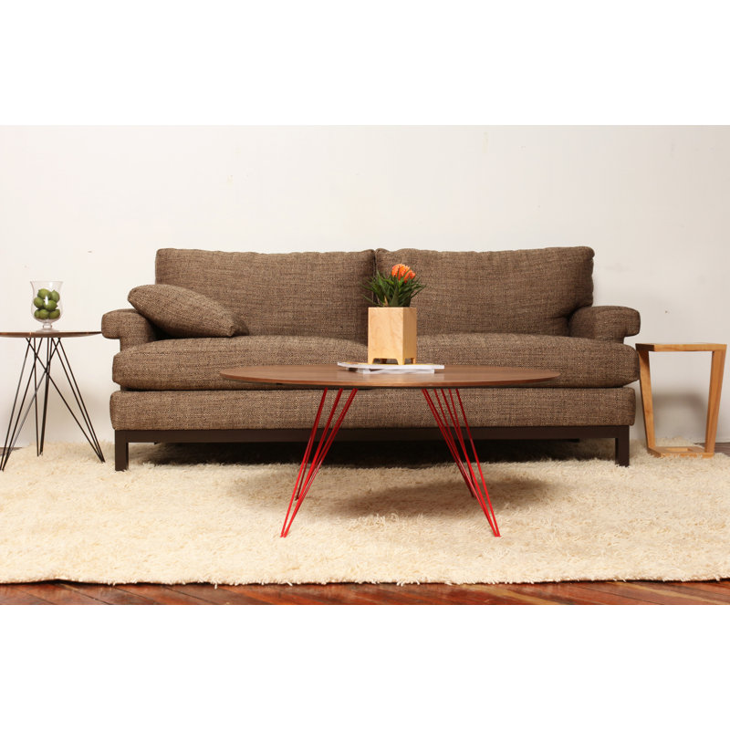Williams Single Coffee Table, Red, 18" H x 40" L x 40" W, Walnut