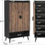 Armoire à chaussures 29,6 pouces en bois brun rustique avec portes, range-chaussures à 7 niveaux