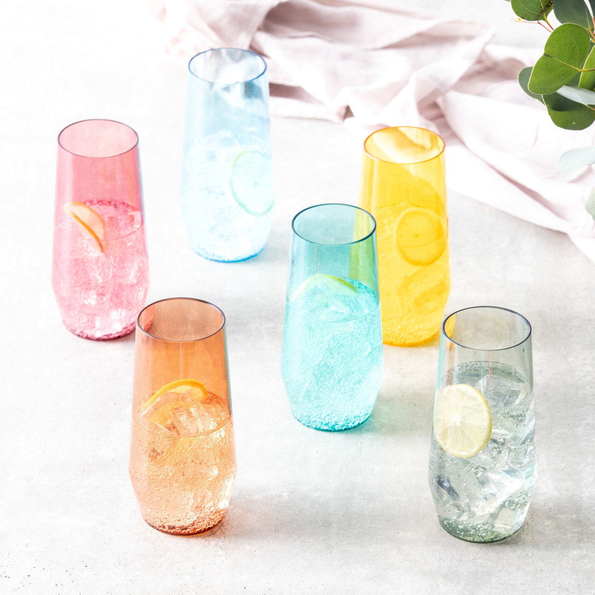 Fortessa Sole Outdoor Shatter Resistant BPA Free Premium Copolyester Plastic Drinkware 6 Pack, Terra Cotta Orange, Stemless Wine Glass