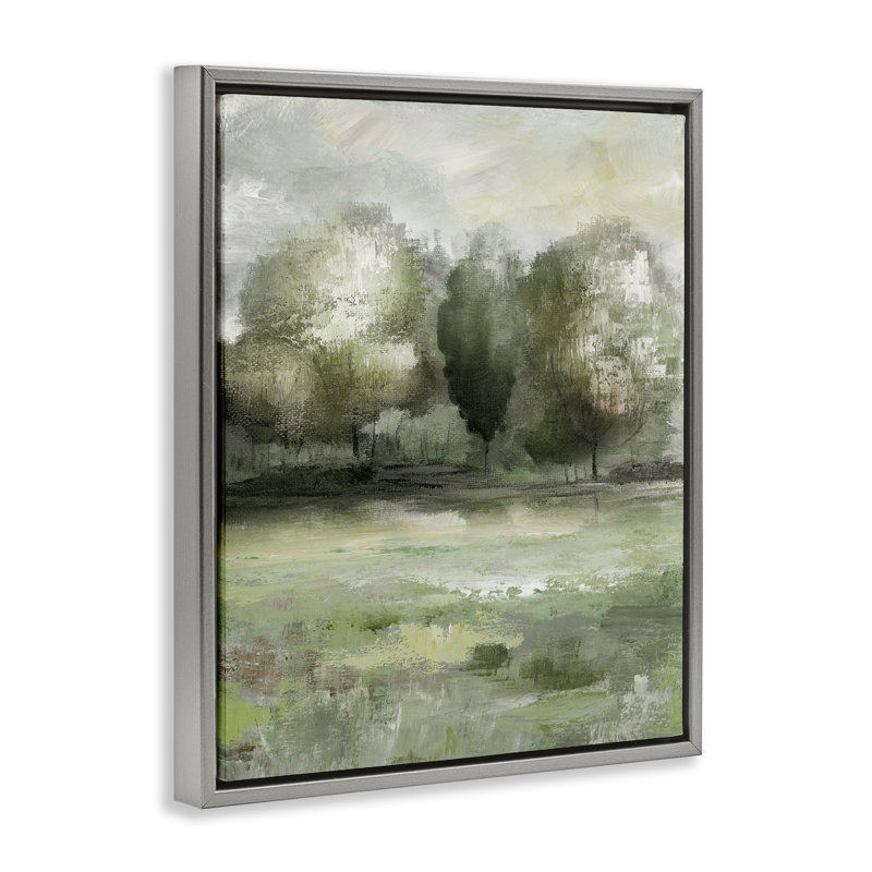 Cadre flottant Into The Brush Landscape, design par Nan, Cadre flottant gris lustré, H 31 po x l 25 po