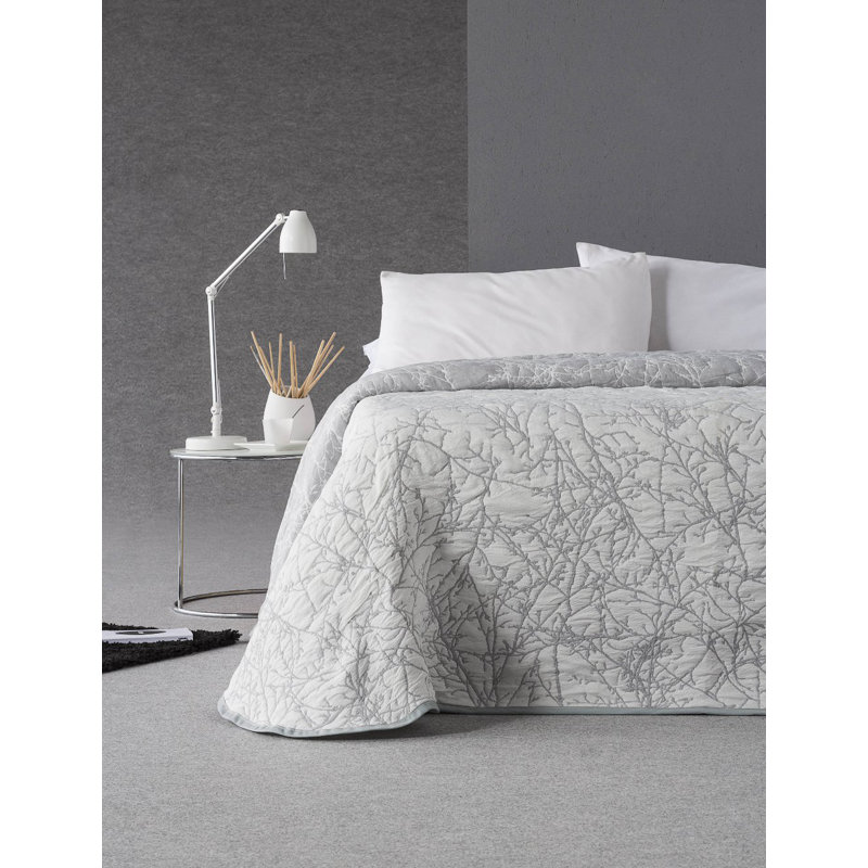 Floral Bedspread, W270 x L270cm, Grey