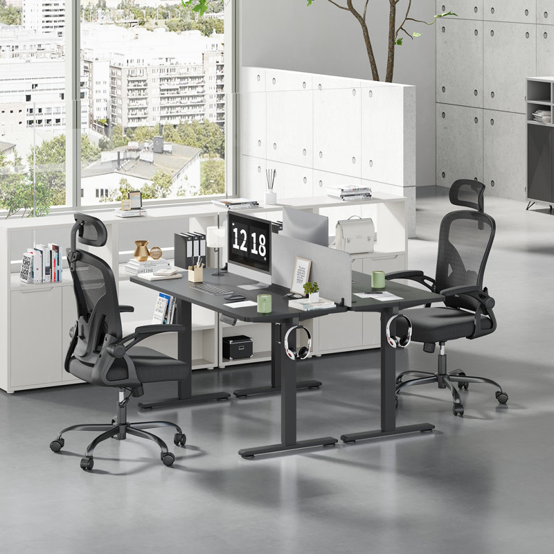 Height Adjustable Standing Desk, Gray/Black, 27" H x 55" W x 23.6" D