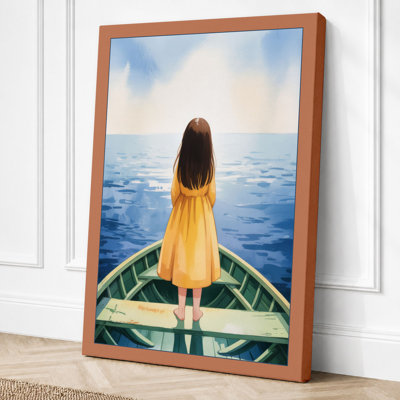 Woman on Horizon Coastal 1 Piece Wrapped Canvas Wall Art
