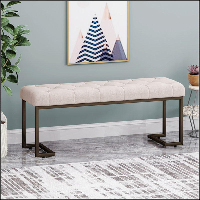 Banc rembourré capitonné à boutons et bronze de conception simple, confortable et durable, banc multifonctionnel