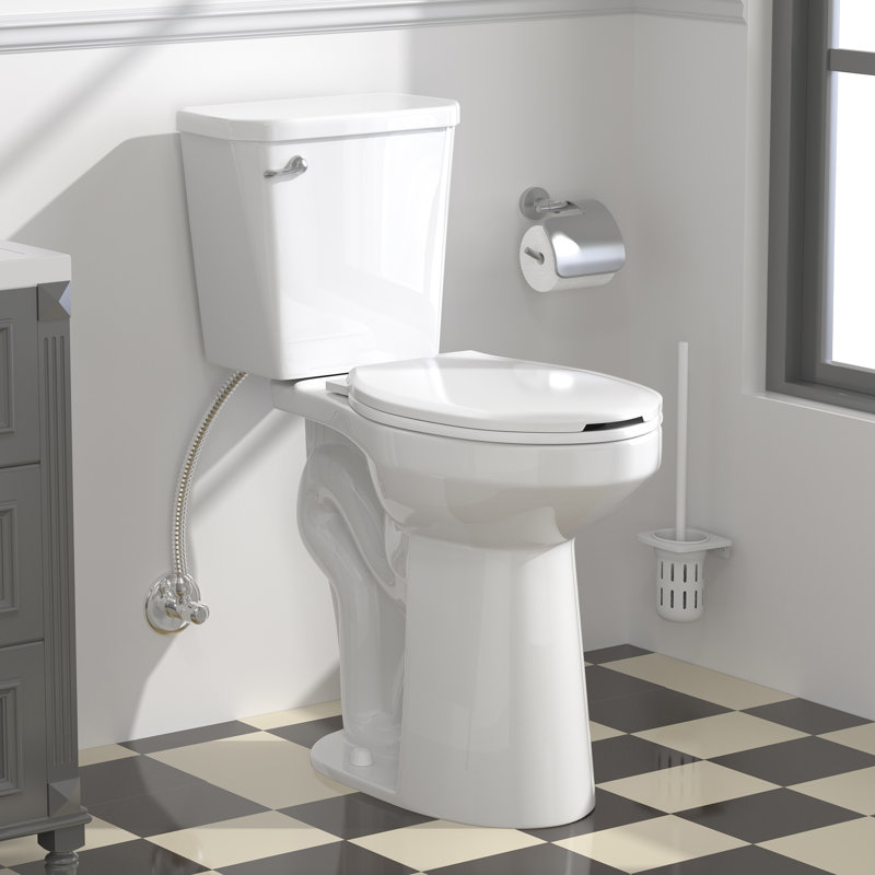21" Extra Tall Toilet| Elongated Two Piece Toilet with Powerful 1.28GPF Flush| Tall Toilet for Disabled, White