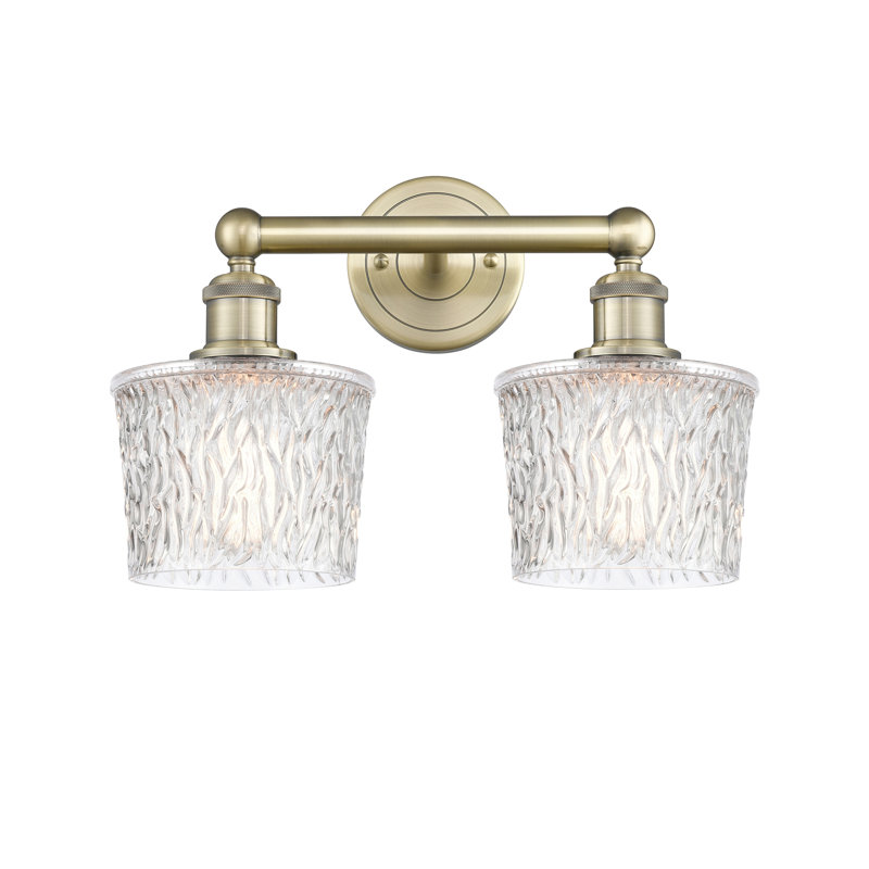 Éclairage pour meuble-lavabo à intensité variable à 2 lumières, Laiton antique, H 11 po x l 15,5 po x P 7,75 po