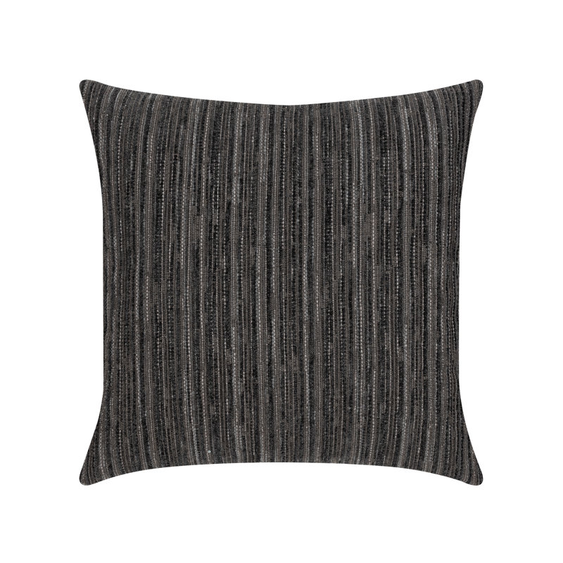 Sincerity Striped Square Indoor / Outdoor Pillow Cover & Insert, 22"H x 22"W, Striped, Charcoal