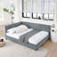 Structure de lit double capitonnée pleine grandeur, structure de canapé-lit avec dossier et accoudoirs confortables, lit double pour chambre à coucher, salon-241918472
