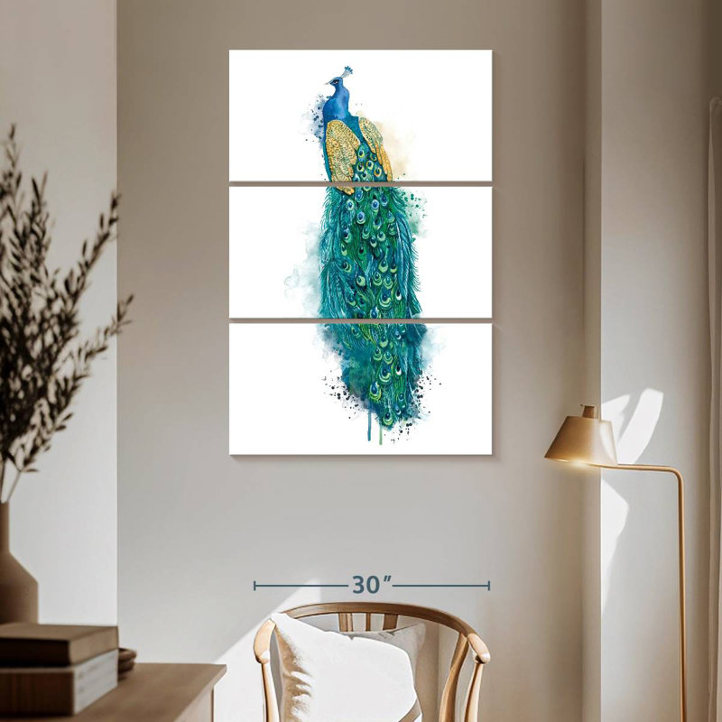 Brampt Blue Peacock Splatter, 65" H x 42" W