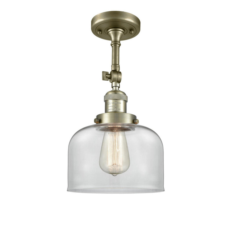 Applique murale 1 lumière 8 po Bell, Clair, Laiton antique, Ampoule non incluse
