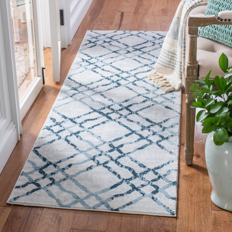 Tapis géométrique Abbyville Performance, Tapis de couloir 2 pi 2 po x 7 pi