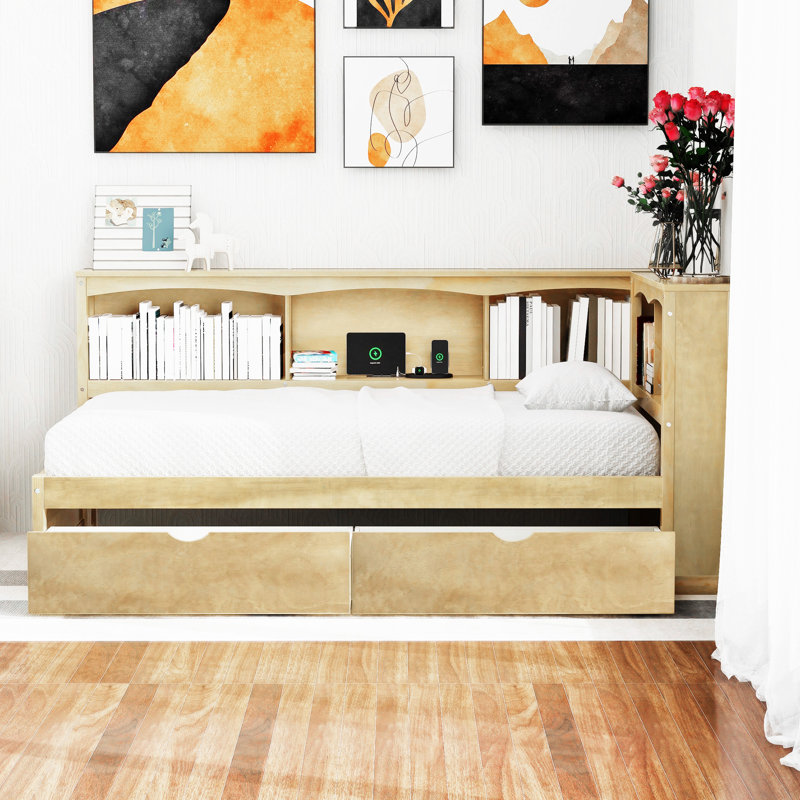 Daybed With Two Storage Drawers, Wood