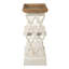 Console 35,5 po x 14 po x 32 po en bois vieilli blanc et naturel, console de style champêtre