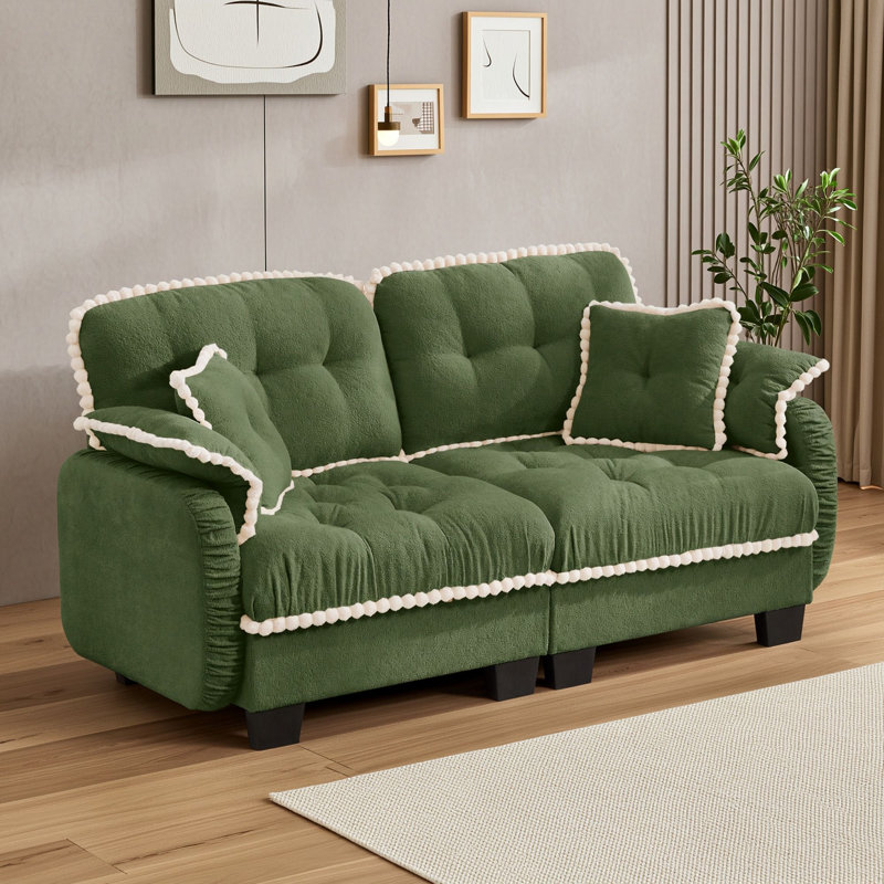 Causeuse avec 4 coussins et repose-pieds, Vert