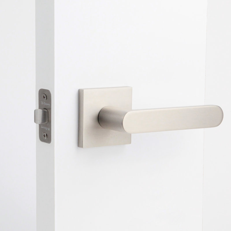 Levier de porte intérieur moderne Chrystie, Gauche, Passage, Nickel satiné