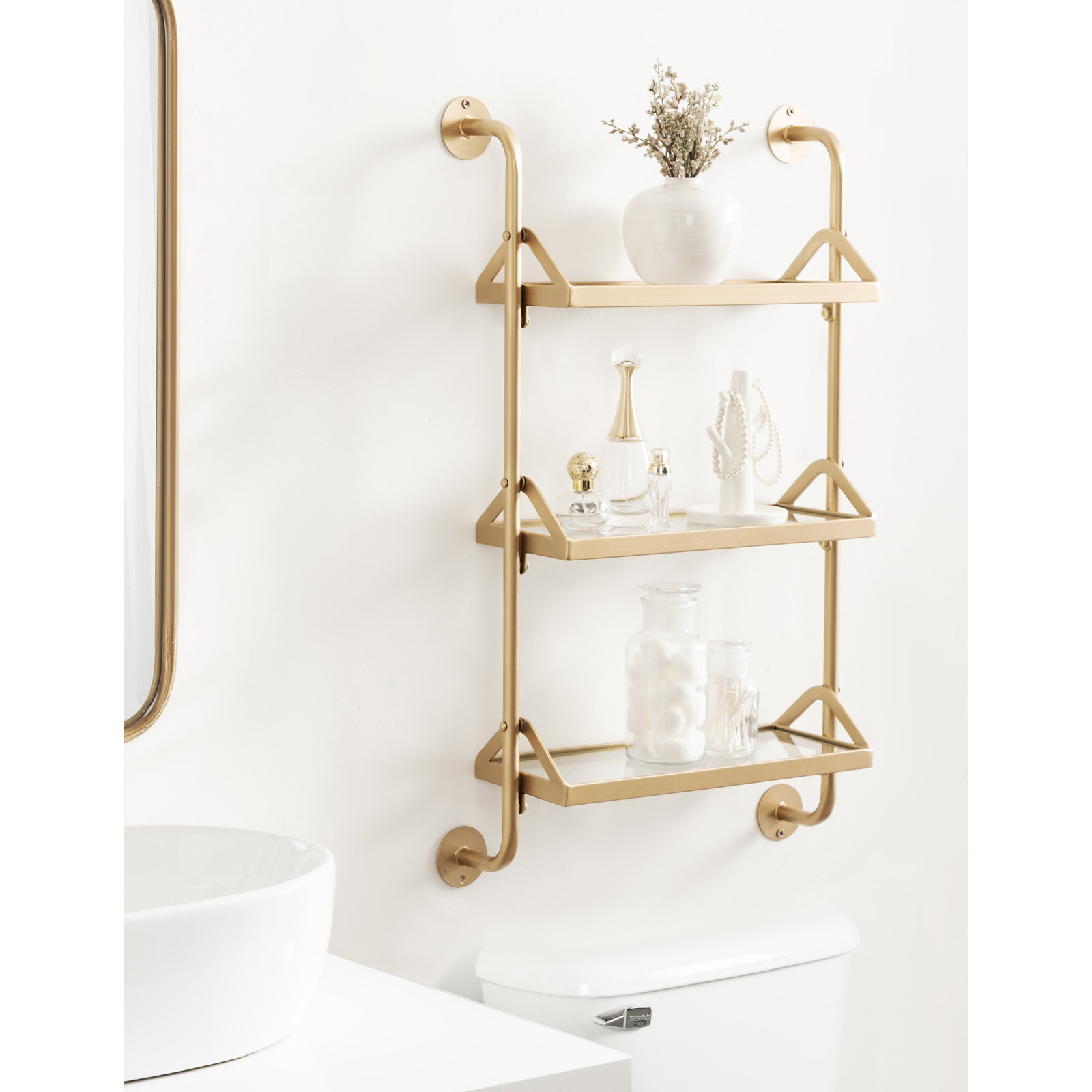 Suhaily 18" Industrial Pipe Shelves, Gold