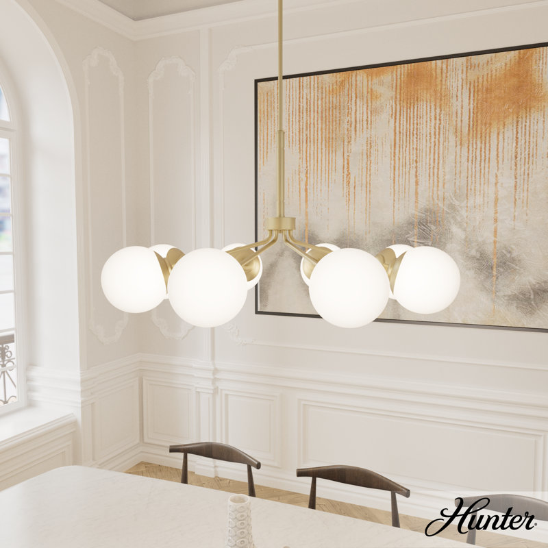 Hepburn Glam 8-Light Brass Sputnik Chandelier with White Orbs
