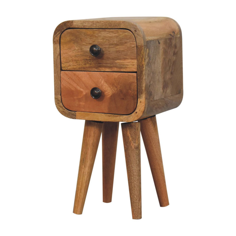 Gelsomina 20cm W Solid Wood Bedside Table, Brown