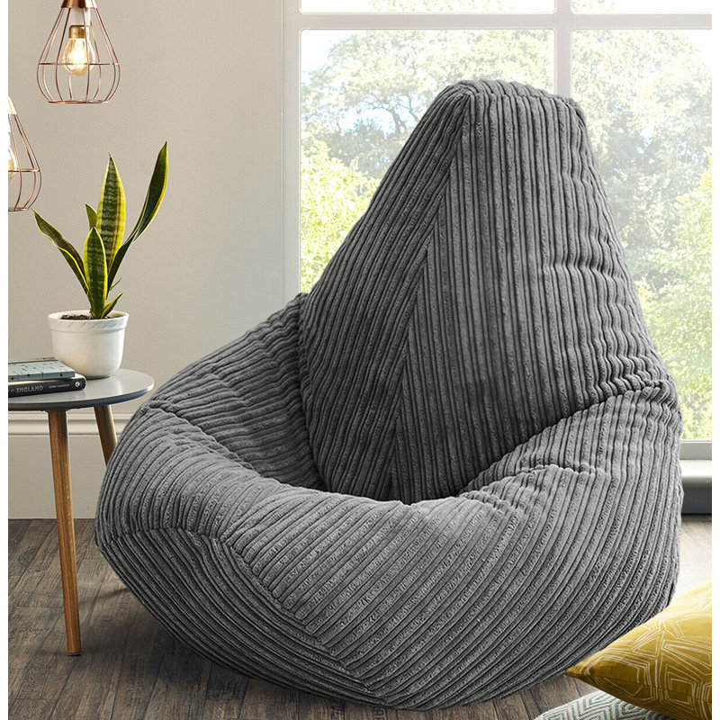 Corduroy Refillable Classic Bean Bag, Grey
