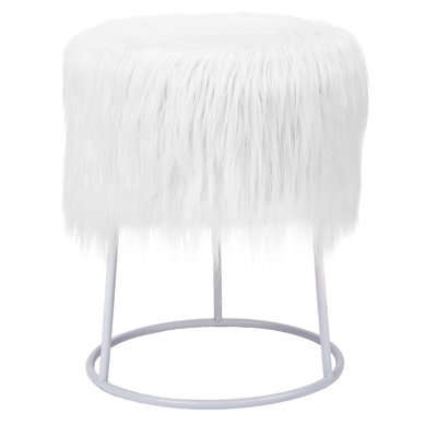 Repose-pieds avec rangement en fausse fourrure 13,8 po BirdRock Home
