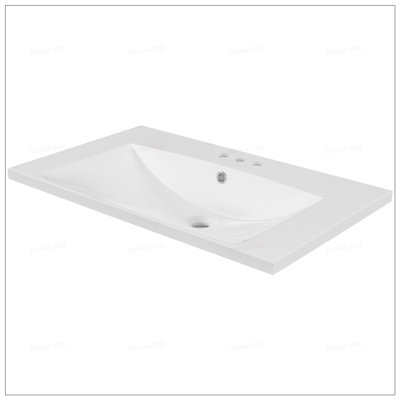 30-Inch Single Bathroom Vanity Top with Basin, 3-Faucet Holes, Ceramic, Easy to Clean and Install