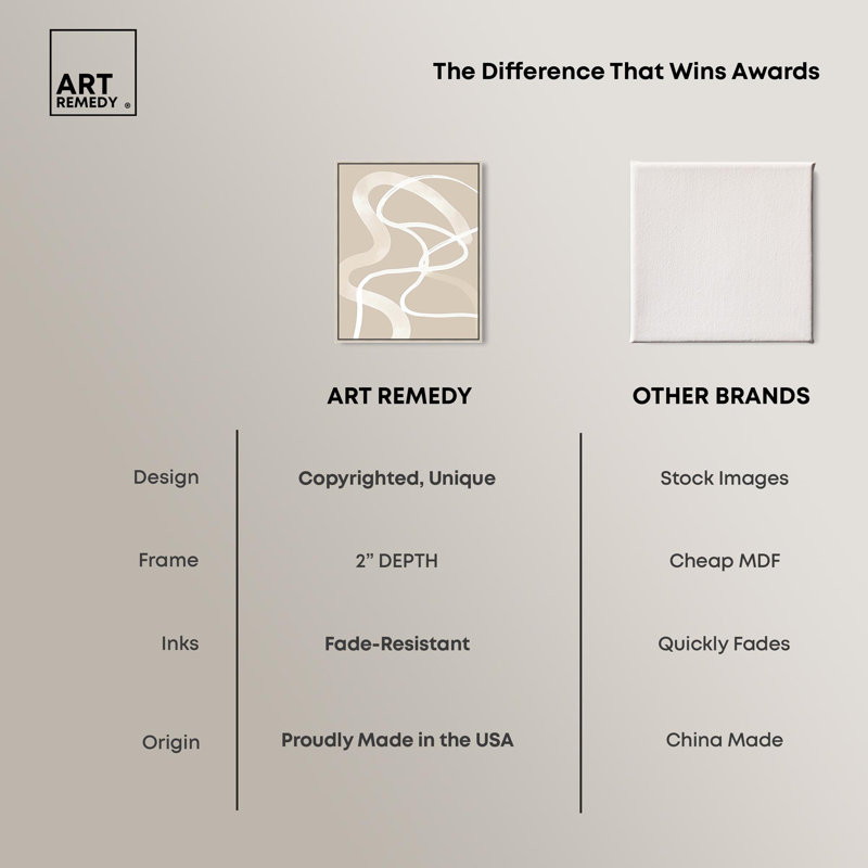 Minimalist Beige and White Abstract Canvas Art with Silver Frame