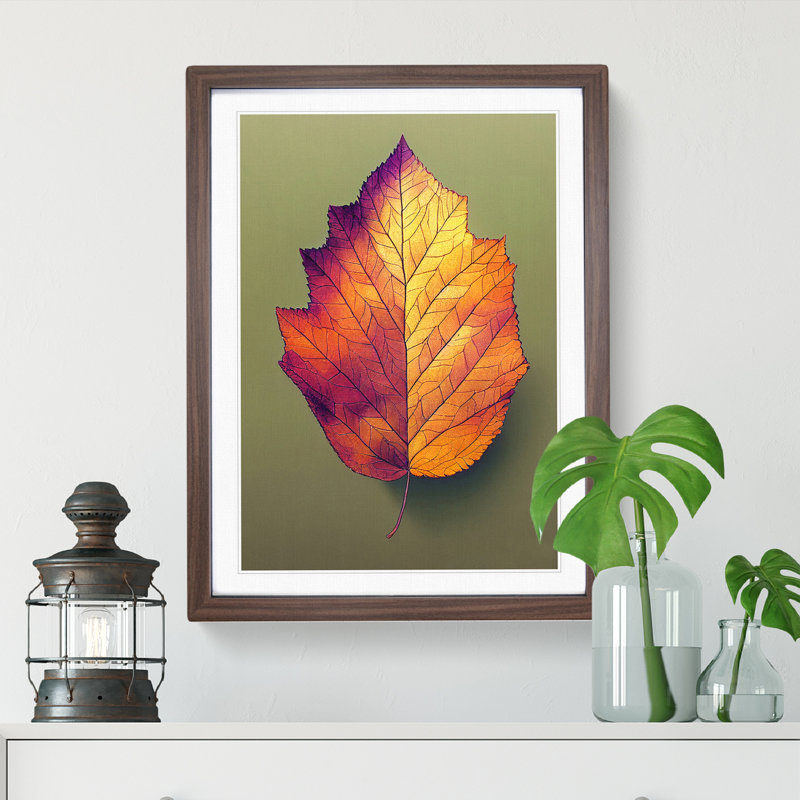 Autumn Leaf No.4 - Single Picture Frame Print, 64cm H x 46cm W x 2cm D, Walnut Framed