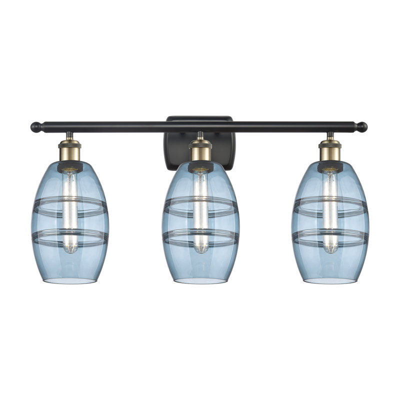 Bettylou 3 - Light Dimmable Vanity Light, Black Antique Brass, Princess Blue