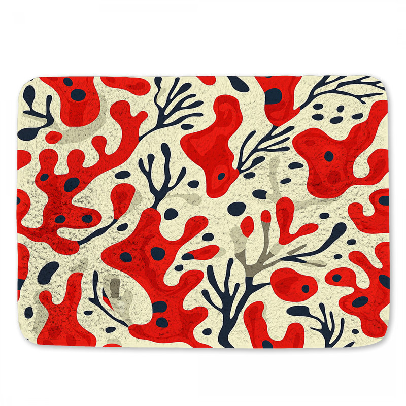 Tapis de bain rouge corail marine, L 34 po x l 21 po