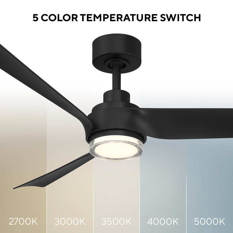 Chill Indoor/Outdoor 3-Blade Smart Ceiling Fan With Integrated Dimmable LED Light and Bluetooth Remote Control Included, Selectable Color Temperature (2700K, 3000K, 3500K, 4000K)