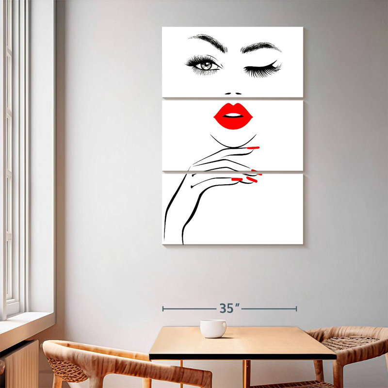 Femme de la Navette aux lèvres rouges, H 65 po x l 42 po