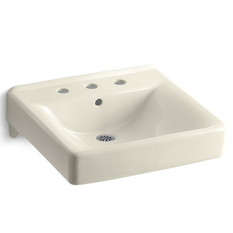 Soho Ceramic 20" Wall Mount Bathroom Sink with Overflow, Almond