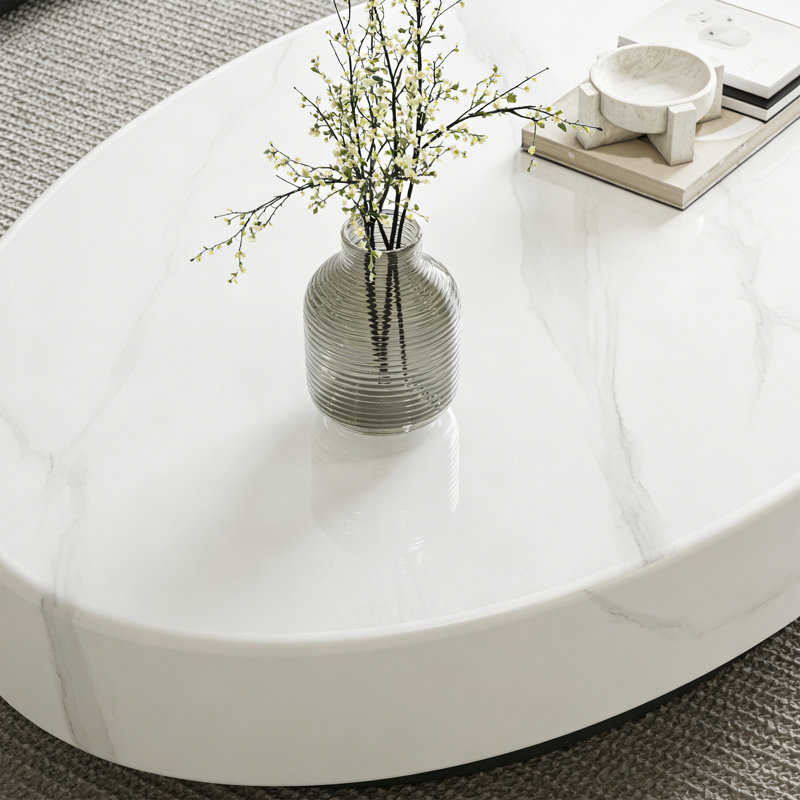 Table basse Arnette, H 13,8 po x L 55,1 po x l 31,5 po, Blanc/Noir