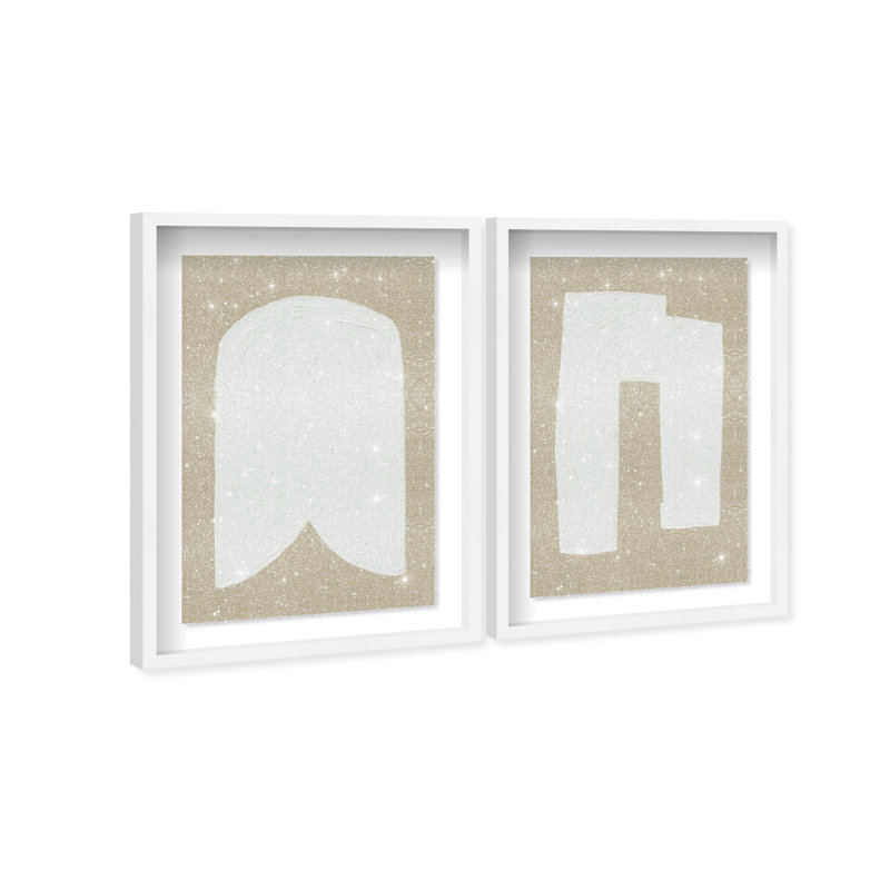 Minimal Ivory Set by Oliver Gal, White Shadowbox, 25.5"H x 37.5"W