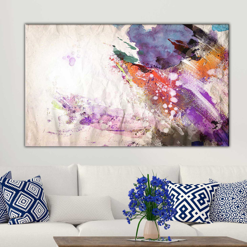 «Purple Abstract», reproduction de peinture acrylique sur toile tendue, H 24 po x l 40 po x P 1,5 po