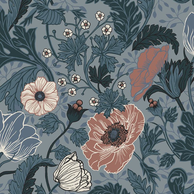 Bryanna 10.05m x 53cm Matte Wallpaper Roll, Blue