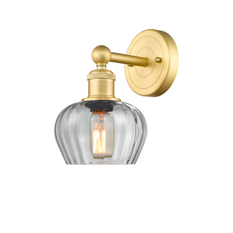 Canute Armed Sconce, Clear, Satin Gold