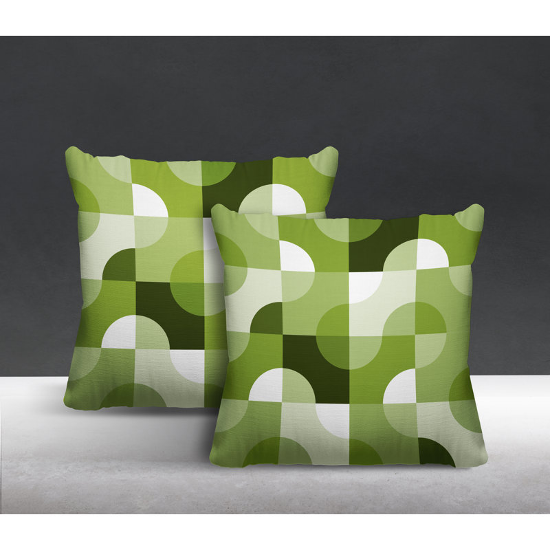 Coussin décoratif carré intérieur / extérieur Milda, L 15 po x H 15 po, Chartreuse