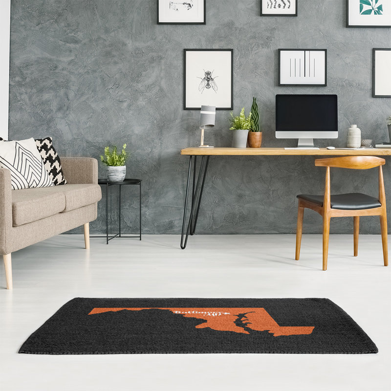 Tapis baltimore sports noir/orange area, Rectangle 5 pi x 7 pi